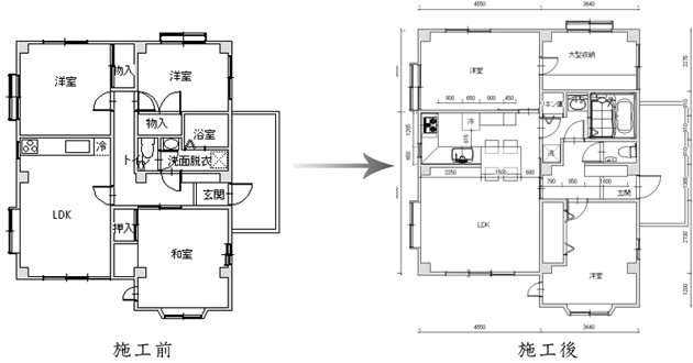 埼玉県所沢市Aさま施工前後図面